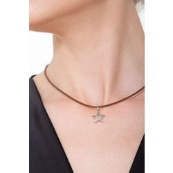 Pendentif étoile bombée en or blanc 18k diamanté 2