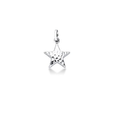 Pendentif étoile bombée en or blanc 18k diamanté