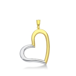 Pendentif cœur en Or Jaune et Blanc 18k