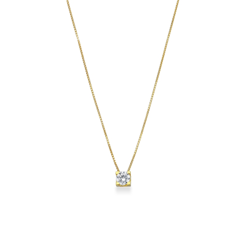 Collier en or jaune 18 carats avec petit zircon Collier en or jaune 18 carats avec petit zircon