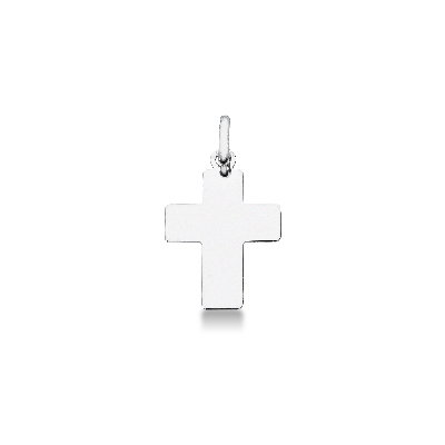 Pendentif croix rectangulaire en or blanc 18k