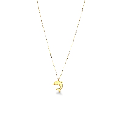 Collier dauphin en or jaune 18k, 42 cm