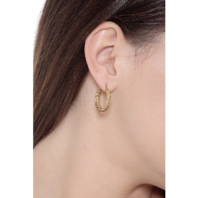 Boucles d’oreilles créoles torchon en or jaune 18k 1.5 cm