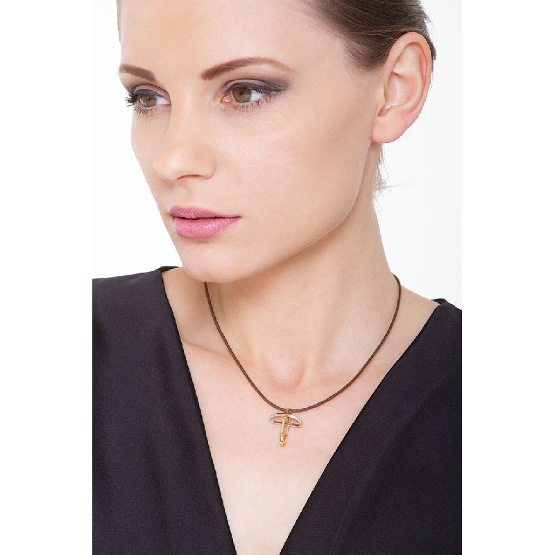 Pendentif croix en or blanc et jaune 18k 2,5 cm