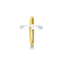 Pendentif croix en or blanc et jaune 18k 2,5 cm