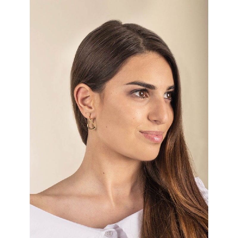 Boucles d'oreilles en Or Jaune 18k avec Design Ondulé  Boucles d'oreilles en Or Jaune 18k avec Design Ondulé