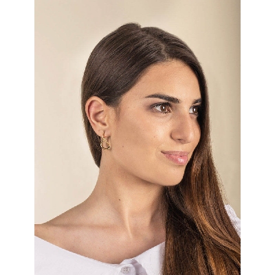  Boucles d'oreilles en Or Jaune 18k avec Design Ondulé