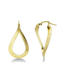 Boucles d'oreilles en Or Jaune 18k avec Design Ondulé