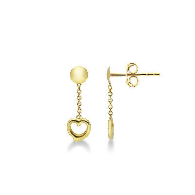 Boucles d’oreilles en or jaune 18k avec cœur