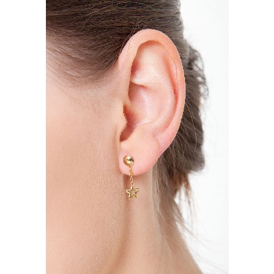 Boucles d’oreilles en or jaune 18 carats avec ’étoile