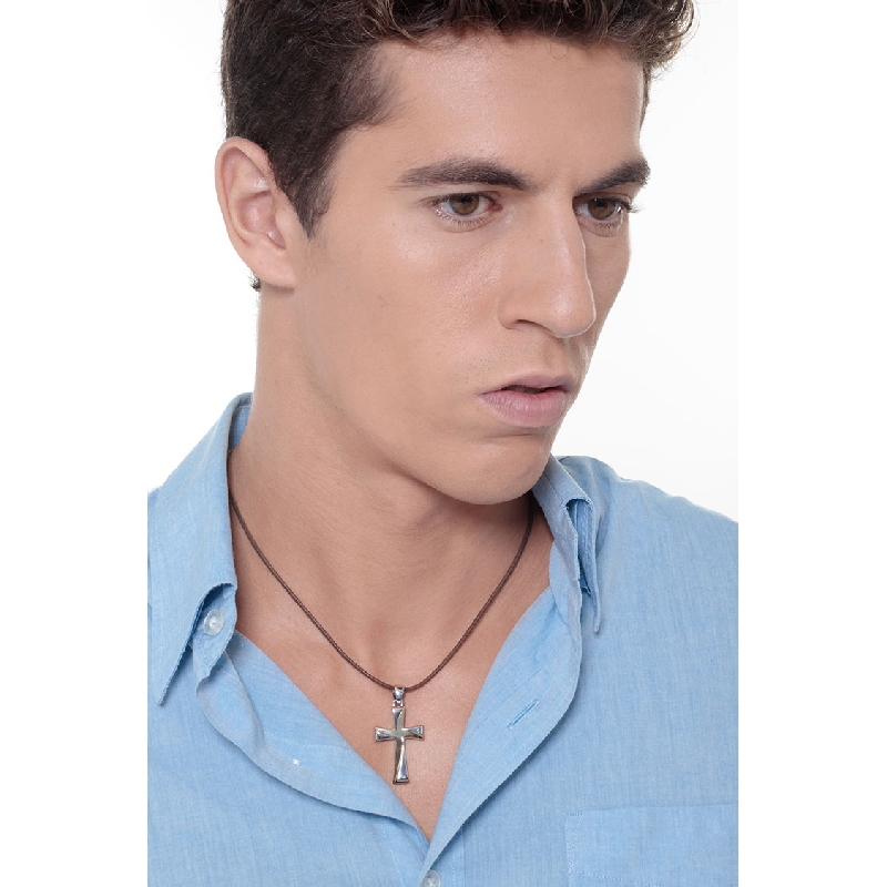 Pendentif Or Jaune et Blanc 18k en forme de croix