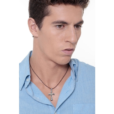 Pendentif Or Jaune et Blanc 18k en forme de croix