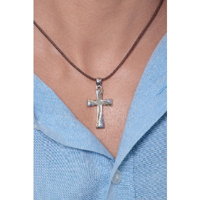 Pendentif Or Jaune et Blanc 18k en forme de croix