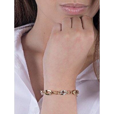 Bracelet fantaisie femme en or blanc et jaune 18k