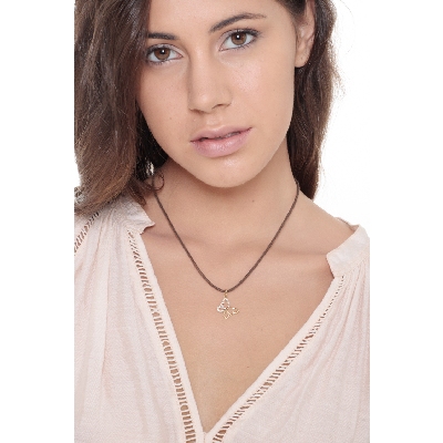 Pendentif papillon avec zircons en or jaune 18 carats