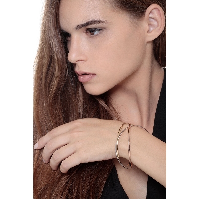 Bracelet rigide fantaisie en or blanc, rose et jaune 18k cm 18