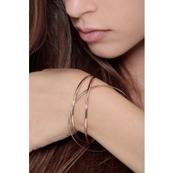 Bracelet rigide fantaisie en or blanc, rose et jaune 18k cm 18 2