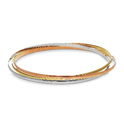 Bracelet rigide fantaisie en or blanc, rose et jaune 18k cm 18
