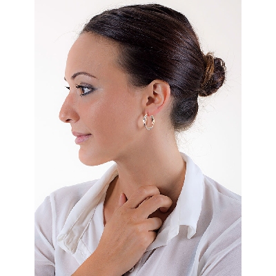 Créoles entrelacées en or blanc, jaune et rose 18k