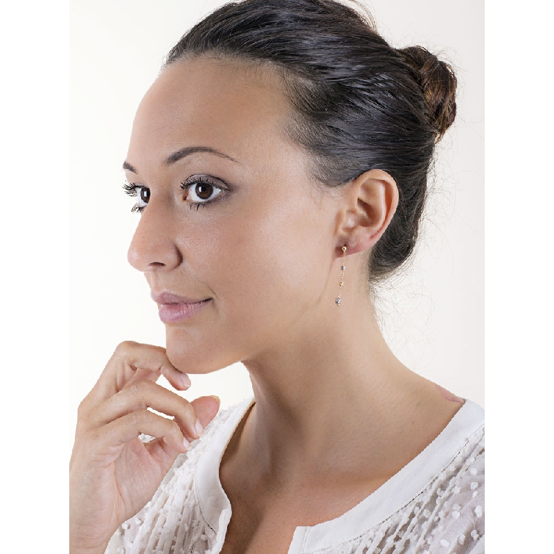 Boucles d’oreilles en or jaune et blanc 18 carats 4 cm