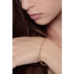 Bracelet en or jaune 18k avec maillon en forme de petits cœurs, 17 cm 2