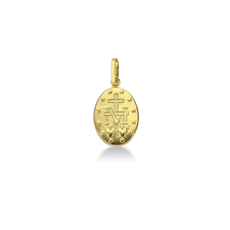 Pendentif sacré Or Jaune 18k avec image de la Vierge