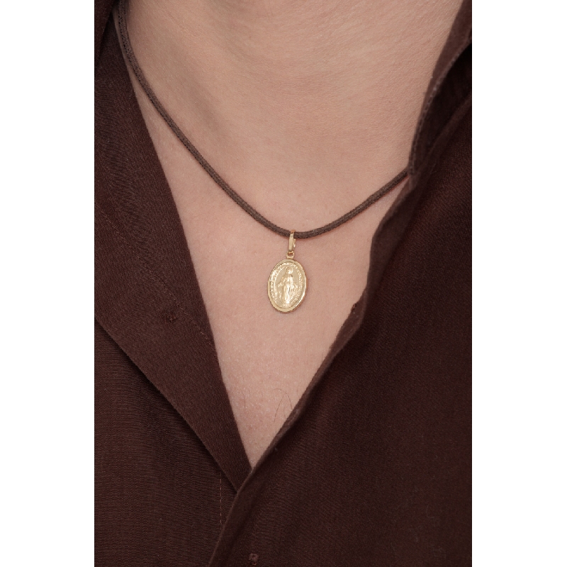 Pendentif sacré Or Jaune 18k avec image de la Vierge
