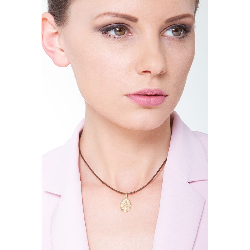 Pendentif sacré Or Jaune 18k avec image de la Vierge