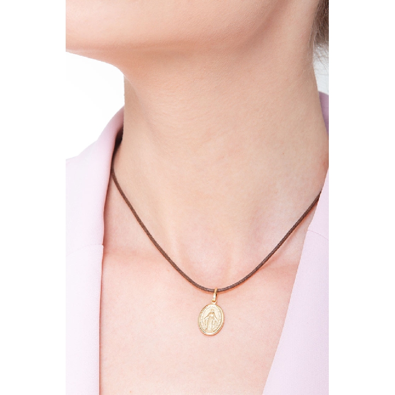 Pendentif sacré Or Jaune 18k avec image de la Vierge