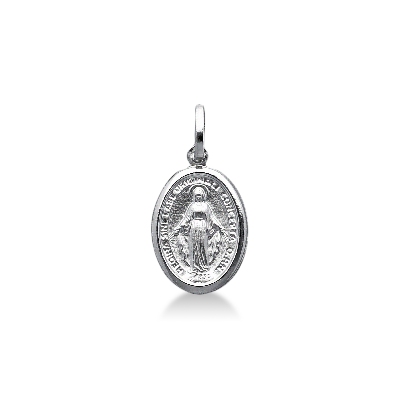 Médaille sacrée de la Vierge en or blanc 18k