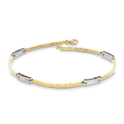 Bracelet pour homme en or jaune et blanc 18k, semi-rigide cm 20.