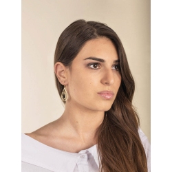 Boucles d'oreilles en Or Jaune 18k avec Pendentifs losange  2
