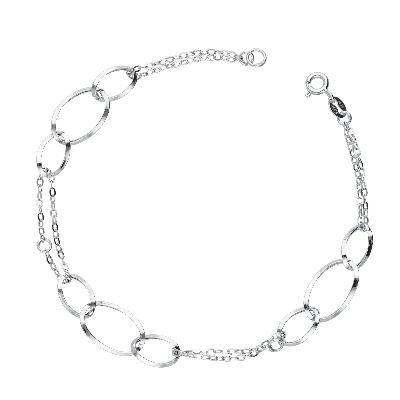 Bracelet en or blanc 18k avec maillons ovales