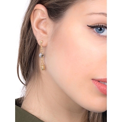 Boucles d’oreilles pendantes en or jaune et blanc diamantées 2