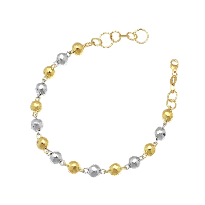 Bracelet femme or jaune et blanc 18k perles diamantées