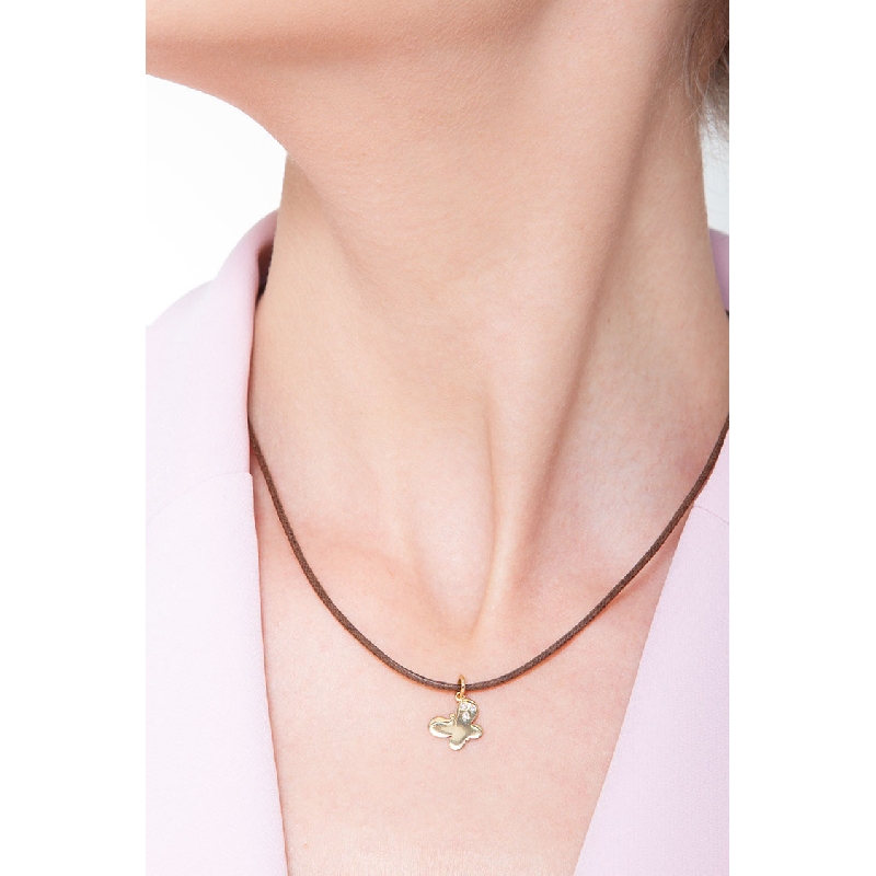 Pendentif papillon en or jaune 750 avec zirconias