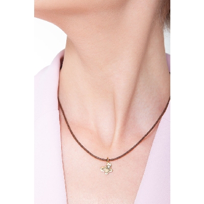 Pendentif papillon en or jaune 750 avec zirconias