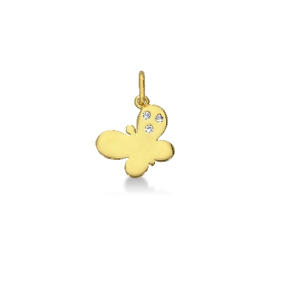 Pendentif papillon en or jaune 750 avec zirconias