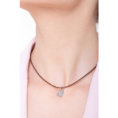 Pendentif Trèfle en or blanc 18k avec zirconiums