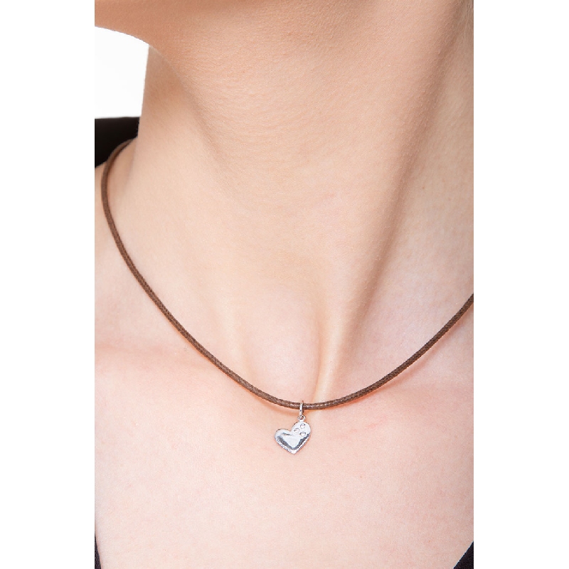 Pendentif cœur en Or Blanc 18k avec zircones