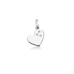 Pendentif cœur en Or Blanc 18k avec zircones