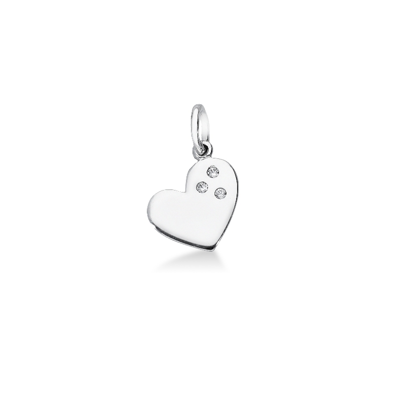 Pendentif cœur en Or Blanc 18k avec zircones
