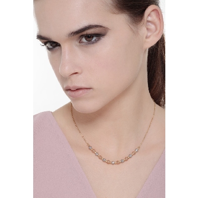 Collier avec des billes de diamants en or blanc, jaune et rose 18k