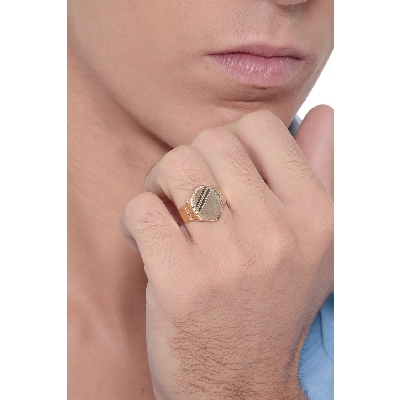 Bague Chevalier en or jaune 18k pour homme