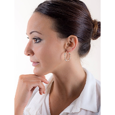 Créoles en or jaune, blanc et rose 18k