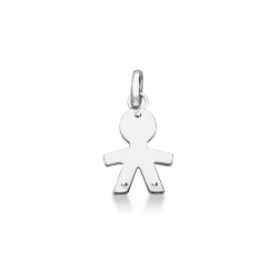 Pendentif enfant en or blanc 18k silhouette garçon