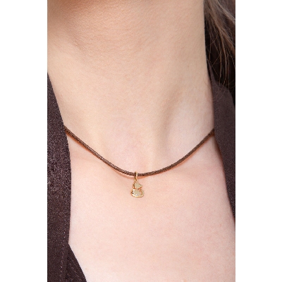 Pendentif Or Jaune 18k design chat et zircons