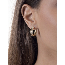 Boucles d’oreilles trois rangs en or jaune et blanc 18k 2