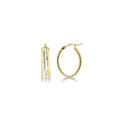 Boucles d’oreilles trois rangs en or jaune et blanc 18k
