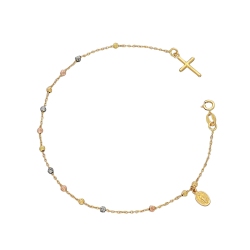 Bracelet en 3 ors 18k avec Inserts Diamantés et Pendentifs Sacrés